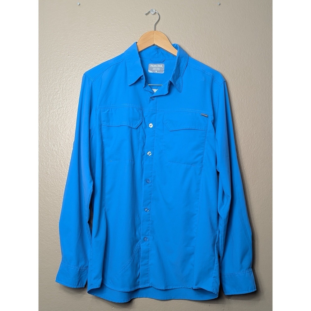Pacific Trail Shirt Mens M Blue Long Sleeve Hiking Fishing‎ Outdoor UPF